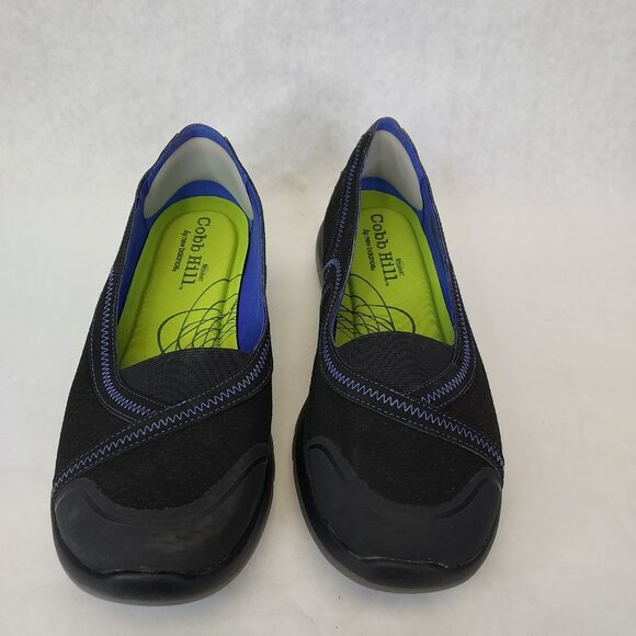 Cobb Hill FitSpa Flat Women's 7.5 Wide Pull On Shoe Black Blue Comfort Arch Supt - Picture 4 of 13